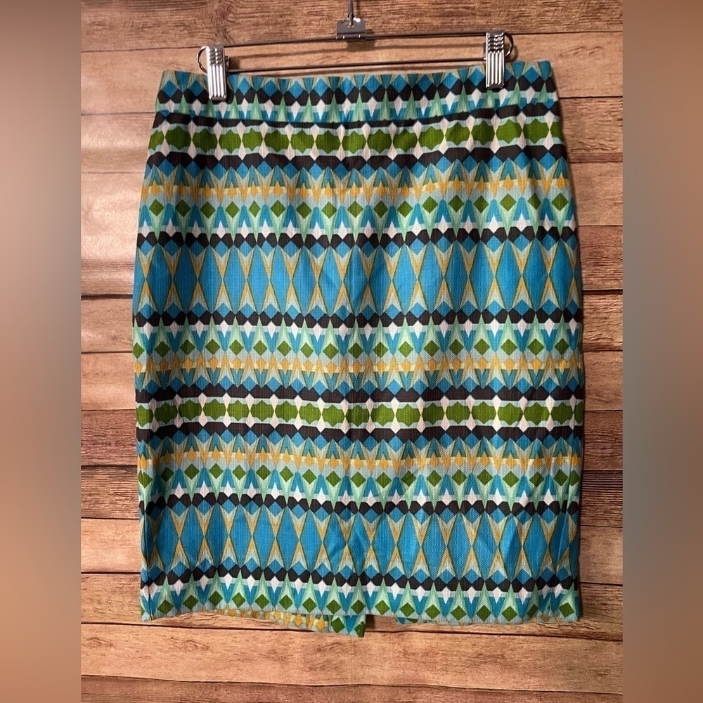 J.CREW Women’s The  Pencil Skirt Basket Weave Turquoise Blue Green Size: 4
